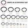 Tunejoy Circlip E-Clips Anneau de Retenue en Acier Carbone Bague de Retenue avec Boîte 18 Tailles 3mm-32mm 300 Pièces