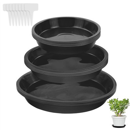 JRSHIRLEYLTD Lot de 9 soucoupes rondes en plastique pour pot de fleurs - Pour l'intérieur et l'extérieur