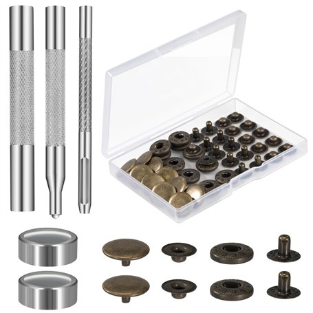 Boutons Pression 12 Sets Metal Bouton Snaps pour Cuir Vêtement Pressions Couture avec 4 Pcs Outils de Fixation pour Vêtements