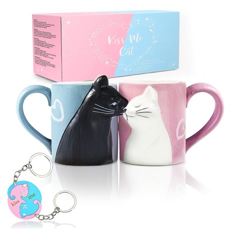Cadeau Couple Chat Tasses de Couple de Café Cadeau Mariage Ensemble de Tasses Chat Mug pour Décoration de Mariage Cadeaux Assort