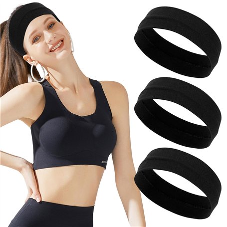 3 Pièces Bandeau Cheveux Femme Bandeau Noir Cheveux andeau Noir Cheveux Femme Bandeau Élastique Bandeau de Yoga Bandeau de Cours