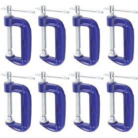 JAPCHET Lot de 8 colliers de serrage C de 5,1 cm, bleu en métal, ouverture de mâchoire de 50 mm, pinces G pour assemblage, fixat JAPCHET Lot de 8 colliers de serrage C de 5