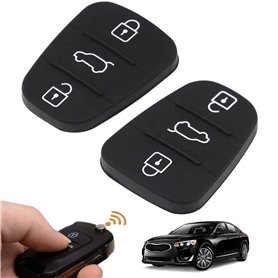 KEMIN Lot de 2 Coque de Clé 3 Boutons Télécommande Porte-clés Boutons Tampons en Caoutchouc Claviers pour Voiture Comaptible pou