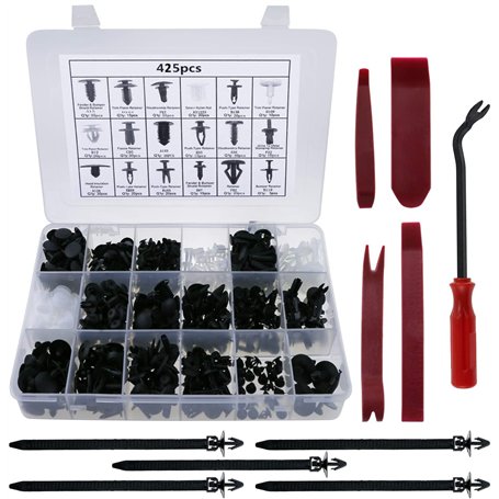 Fixget 425 Points de Fixation Tools Zexuan - pour Garnitures de portières - avec Outil de Fixation - Noir - 22