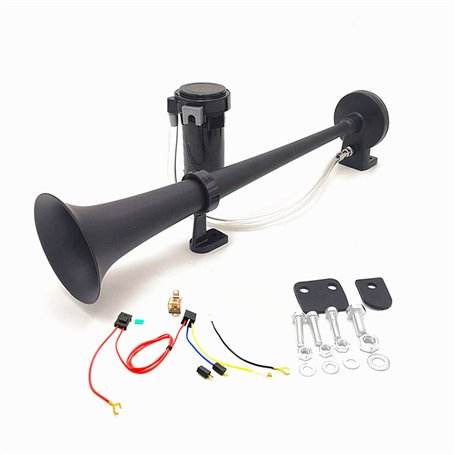 YIYIDA Klaxon de voiture air horn 150dB Président haut-parleur 450mm Corne de l'air chrome zinc noir simple trompette avec compr
