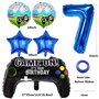 Liitata Jeu vidéo 7ème anniversaire décoration garçon anniversaire fête chiffre 7 ballons en aluminium bleu grand contrôleur jeu
