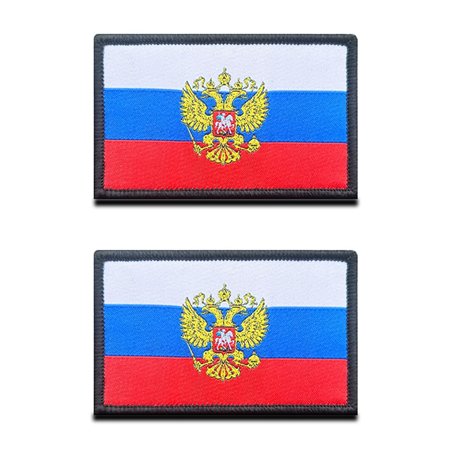 2 Pièces Drapeau L'aigle Russe Russie Tactique Militaire Emblème National Applique Crochet et Boucle Patch pour Chapeau Sac à Do