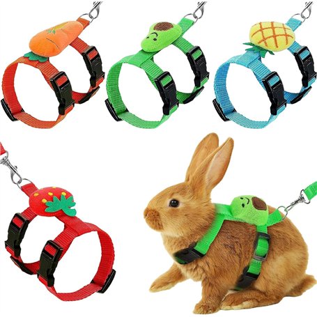 4 Sets Harnais et Laisse réglables pour Lapins Set Petit Animal Mignon Gilet Harnais Laisse Furet Harnais Cochon d'Inde Laisse F