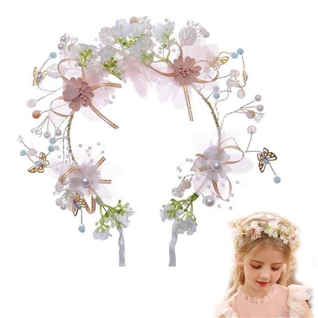 PLATEYTR Coiffure Communion Fille Golden Couronne Fleur Cheveux Enfant Decoration Cheveux Fille Bapteme Fit Princesse Demoiselle