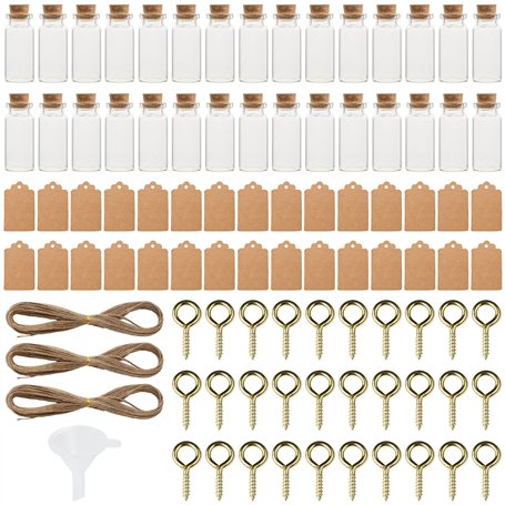 YOYEAH Lot de 30 petites bouteilles en verre avec bouchon en liège - 10 ml - Tubes à essai pour décorations de fête de mariage e