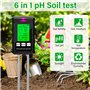 Testeur de Sol 6 en 1 Hygrometre Plante avec pH Humidité Fertilité du Sol Lumière du Soleil Détection de Température Testeur Hum