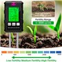 Testeur de Sol 6 en 1 Hygrometre Plante avec pH Humidité Fertilité du Sol Lumière du Soleil Détection de Température Testeur Hum