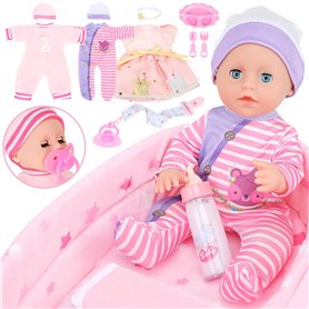 GirlDiary Poupée Bébé 12 Pouces avec Accessoires, 3 Tenues, Berceau, Jouet d'alimentation, Poupées pour Filles de 3 4 5 6 7 8 An GirlDiary Poupée Bébé 12 Pouces avec Accessoires