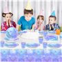 Fuwraixis Vaisselle de fête Frozen,Set de Vaisselle flocon de neige bleu et violet,20 serviettes de table 20 gobelets en papier