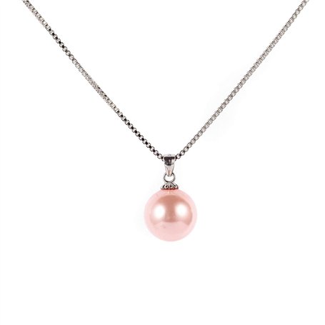 10 mm de culture d'eau douce rose perle pendentif collier en argent cadeau pour femmes filles