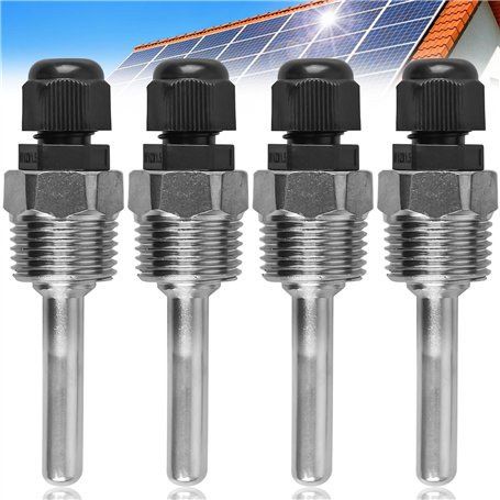 Thermowell Lot de 4 manchons plongeants en acier inoxydable 8 x 50 mm Filetage G1/2" pour capteur de température