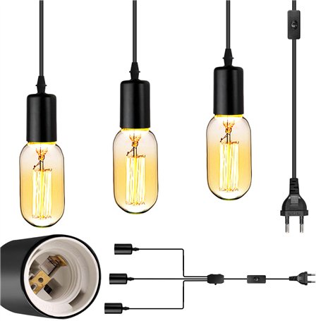 Suspension à 3 lumières réglable avec prise 4