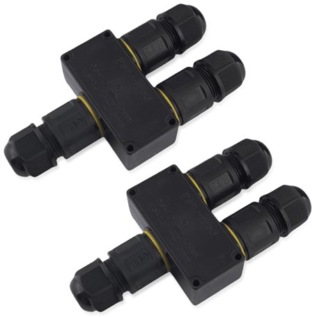 Lot de 2 boîtes de dérivation étanches IP68 - Boîte de distribution - Connecteur de câble étanche - Pour l'extérieur - Presse-ét
