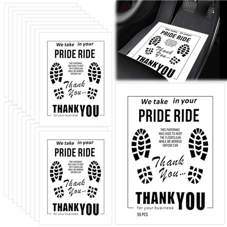 Lot de 50 tapis de sol jetables en papier pour voiture - Blanc - 39 x 49 cm - En papier kraft - Jetables - Pour garder votre véh