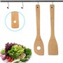 Lot de 8 Ustensiles de Cuisine en Bambou, Cuillères et Spatules en Bois, Anti-adhésifs et Wok, Spatule Pelle, Ensemble D'ustensi