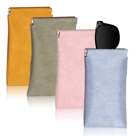AMDZGLB Étui Lunettes 4PCS Pochette Lunettes Snap étui Lunettes Souple Sac Lunettes Boitier Portable (Multicolore A)