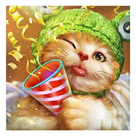 DCIDBEI 40X40CM DIY 5D Rond Peinture Diamant Chat Mignon