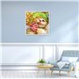 DCIDBEI 40X40CM DIY 5D Rond Peinture Diamant Chat Mignon, Point De Croix Diamant Animaux, Diamond Painting Dessin Animé, Décorat