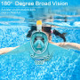 Riisoyu Masque de Plongée pour Enfant, 180°View Masque Snorkeling Plein Visage Design Pliable Anti-Fuite et Anti-Buée Masque et 