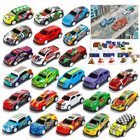 MUXIWOM Voiture Enfant 24 Pièces Petites Voitures Jouets en Métal avec Barrage Routier & Tapis de Jeu 6,8cm Mini Jouet Voiture B MUXIWOM Voiture Enfant 24 Pièces Petites Voitures Jouets en Métal avec Barrage Routier & Tapis de Jeu 6