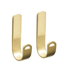 Lot de 2 crochets en laiton doré en forme de J sur porte murale