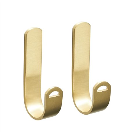 Lot de 2 crochets en laiton doré en forme de J sur porte murale