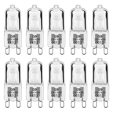 Lamkrtlp 10pcs Ampoule G9 40W 230V 2800K Dimmable Warm White G9 ampoule halogène Convient pour les ampoule four