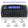 CITYORK Chargeur Intelligent LCD avec 12 emplacements et Protection IC intégrée, pour Piles Rechargeables AA/AAA Ni-MH/Ni-CD ave