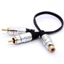 OpenII Adaptateur RCA Y 25 cm 1 RCA femelle vers 2 RCA mâles câble répartiteur pour amplificateur audio caisson de basses