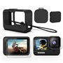 Kit d'accessoires pour GoPro Hero 9 Noir Housse de Protection en Silicone avec Bouchon en Caoutchouc + 6 protecteurs d'écran en