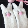 Cisixin Chaussettes Antidérapantes, Chaussettes de Dessin Animé Mignon en Lapin, Epaissi Chaud Chaussettes pour Femme