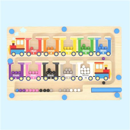 Strehknewen Jeu Montessori Magnétique – Jouet Labyrinthe en Bois pour Motricité Fine et Apprentissage des Couleurs et Chiffres –