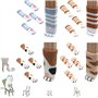 16 Pièces Chaussette pour Jambe de Chaise, Chaussette de Chaise, Chaussette de Chaise Tricotée, 4 Motifs Épaississent Anti-Rayur