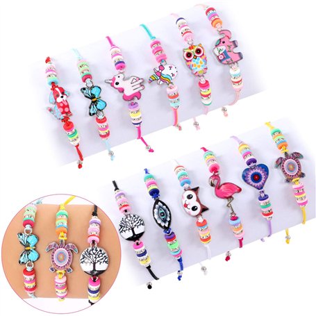 Tacobear 12 PCS Bracelet Fille Bracelet Amitié pour Enfant Licorne Bijoux Enfants Fille Ajustable Bracelet Cordon Tressé pour Ca