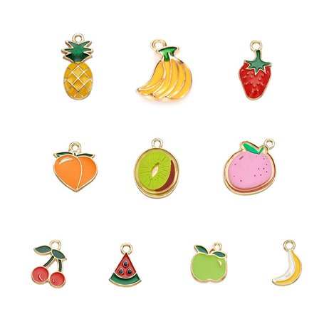 Craftdady Lot de 30 pendentifs en émail plaqué or sur le thème des fruits