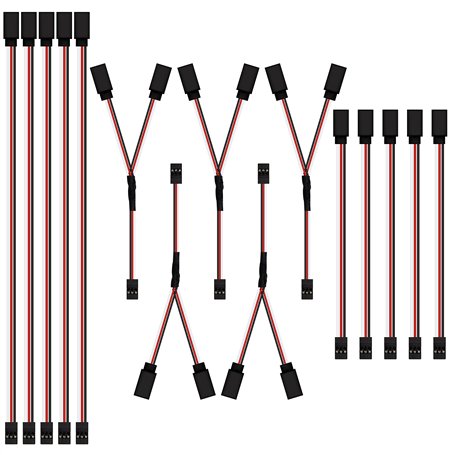 QIMEI-SHOP Câble d'extension Servo 3 Broches RC Câble Rallonge Futaba JR Servo Extension Cables Mâle à Femelle pour Aéronef Télé