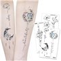 Rosymormor 16 Feuilles Tatouages Éphémères Branche de Fleur Femmes Filles, Faux Tatouages Papillon Noirs Imperméables pour Corps