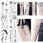 Rosymormor 16 Feuilles Tatouages Éphémères Branche de Fleur Femmes Filles, Faux Tatouages Papillon Noirs Imperméables pour Corps