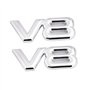 Lot de 2 emblèmes V8 en métal 3D pour affichage du moteur V8 (argenté)