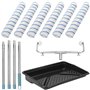 QWORK® Kit Rouleaux de Peinture de 45 cm - Comprend 6 Rouleaux + Cadre Réglable + Tige Amovible jusqu'à 160 cm + Grand Bac à Pei