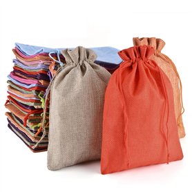MAOOY 20 Pièces Sacs en Tissu 17x23cm, Sacs Cadeaux, Sacs en Toile de Jute Naturelle, Sacs en Toile de Jute, Sacs en Lin avec Co MAOOY 20 Pièces Sacs en Tissu 17x23cm