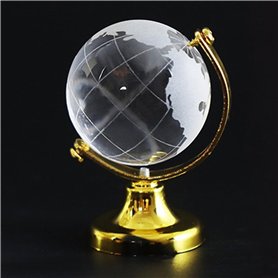 Mini globe terrestre rond ornement carte du monde (diamètre de la boule 8,5 cm) Presse-papier en cristal transparent pour bureau Mini globe terrestre rond ornement carte du monde (diamètre de la boule 8