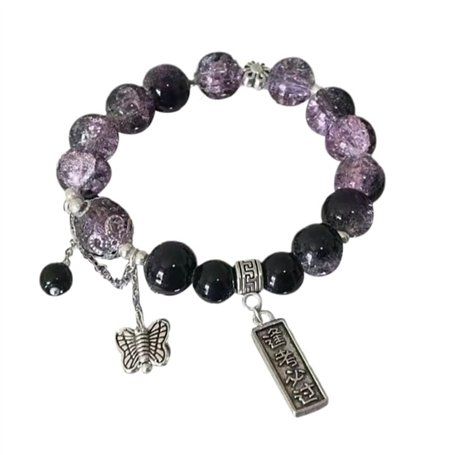 FDEETY Bracelet Femme Pierre Naturelle Violet Noir Bijoux Femme Élégant Bracelet Perle pour Femme Amitié pour Cadeau Spécial