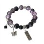 FDEETY Bracelet Femme Pierre Naturelle Violet Noir Bijoux Femme Élégant Bracelet Perle pour Femme Amitié pour Cadeau Spécial