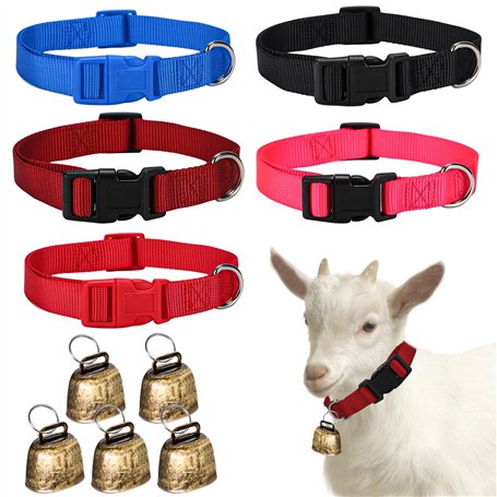 Lot de 5 colliers de chèvre avec clochettes : colliers de chèvre réglables WIYETY vintage mini cloche de chèvre clochette de chè